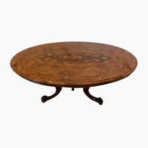 Victorian Burr Walnut Inlaid Oval Coffee Table, 1860s