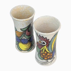 Jarrones de cerámica toledana de Pablo Sanguino, años 60. Juego de 2