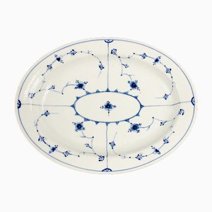 Blue Fluted Porcelain Serving Platter from Royal Copenhagen, Denmark, 19th Century