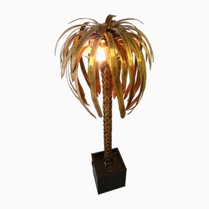 Lámpara de pie en forma de palmera de latón atribuida a Maison Jansen, años 70