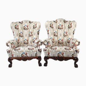Austro-Hungarian Wingback Chairs, 1880s, Set of 2
