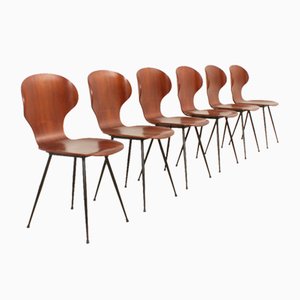 Plywood Side Chairs by Carlo Ratti, Italy, 1950s, Set of 6