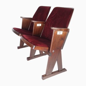 Mid-Century Cinema Bench in Beech by Ton, 1970s