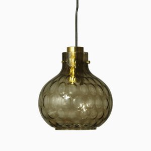 Bubble Glass and Brass Pendant by Helena Tynell for Limburg, 1960s