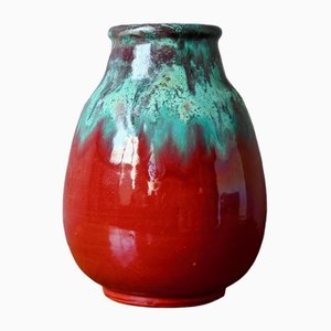 Rote Jugendstil Vase von CAB Céramique d'Art de Bordeaux, 1920er