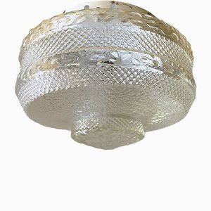 Mid-Century Portuguese Clear Textured Glass Ceiling Lamp, 1960s