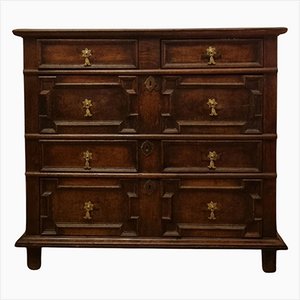 Antique English Geometric Oak Chest of Drawers, 1600s