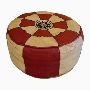 Pouf vintage in pelle, anni '60