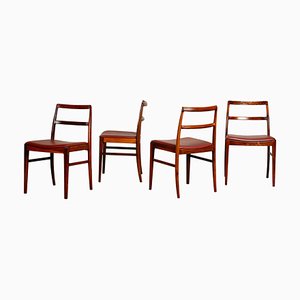 430 Dining Chairs in Aubergine Leather by Arne Vodder for Sibast Furniture, 1960s, Set of 4