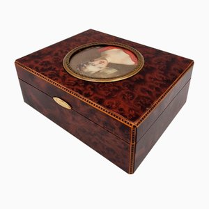 Victorian Hand-Painted Briar Jewellery Box