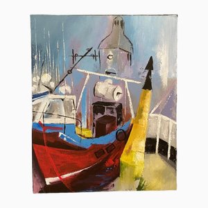 Mabris, Bateaux au port, Oil on Canvas