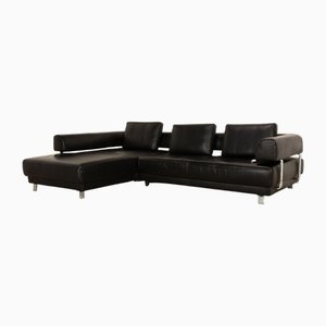 Brand Face Corner Sofa in Black Leather from Ewald Schillig