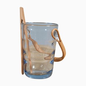 Ice Bucket in Glass & Cane from Holmegaard, 1960s