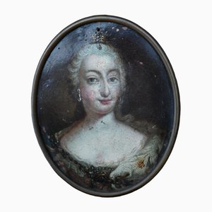 Impératrice Marie-Thérèse d'Autriche, 18ème Siècle, Peinture sur Cuivre