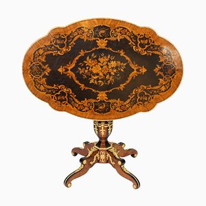 French Floral Marquetry Occasional Table, 1860s