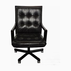 Black Leather Office Chair from Lübke, Germany, 1980s