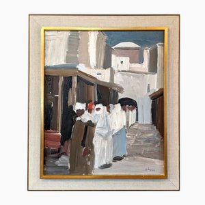 Alley Walk, Oil Painting, 1950s, Framed