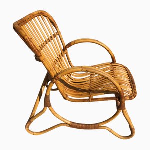 Vintage Bamboo Lounge Chair, 1980s