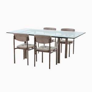 Mesa de comedor Andrè rectangular con sillas, años 60. Juego de 5