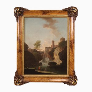 Artiste Italien, Paysage, 1780, Huile sur Toile, Encadrée