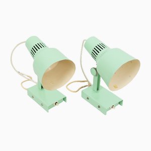 Pastel Green Adjustable Wall Lamps, 1960s, Set of 2