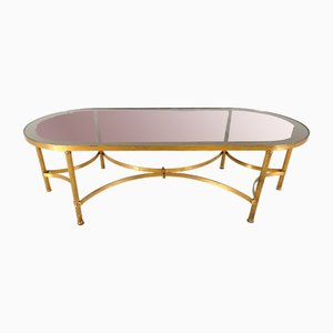 Mesa de centro neoclásica de metal dorado al estilo de Maison Jansen, años 60