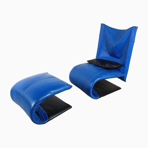 Zen Armchair with Footstool by Claude Brisson for Ligne Roset, France, 1980s, Set of 2