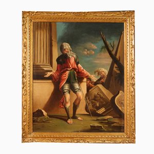 Artista italiano, Belisario ciego es reconocido por un soldado, 1680, óleo sobre lienzo, enmarcado