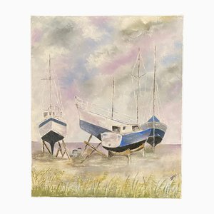 Mabris, Un paysage marin avec bateaux, óleo sobre lienzo