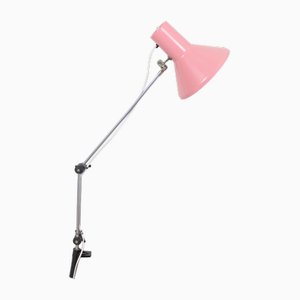 Powder Pink Adjustable Table Lamp with Clip, 1960s