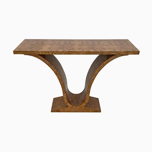 Art Deco Style Console Table in Walnut, 1980s
