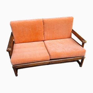 2-Seater Sofa in Bamboo and Leather by Lyda Levi for McGuire, 1980s