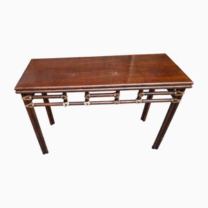 Console Table in Bamboo and Leather by Lyda Levi for McGuire, 1970s