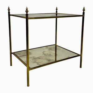 Antiqued Glass Etagere Side Table, 1970s