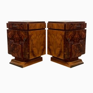 Bedside Tables in Walnut Root, 1930s-1940s, Set of 2