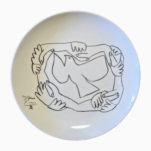 Assiette Circulaire Blanche en Porcelaine, 1997