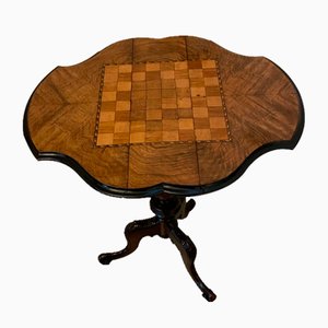 Antique Victorian Quality Burr Walnut Chess Table , 1860