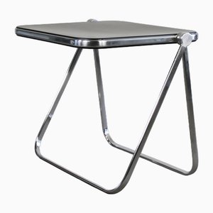 Mesa plegable Platone de acero y poliuretano negro de Giancarlo Piretti para Castelli, años 70