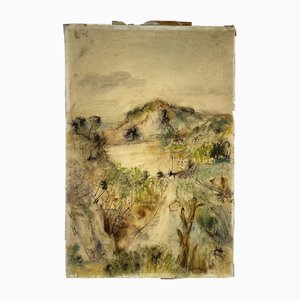 Siegmund Lympasik, Early Impressionist Landscape, 1942, Techniques mixtes sur papier