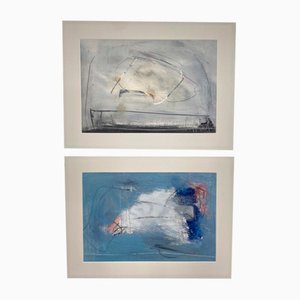 Manfred Nipp, Abstrakte Kompositionen, Malerei auf Papier, 1990er, 2er Set
