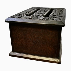 Antique Carved Oak Letter Box
