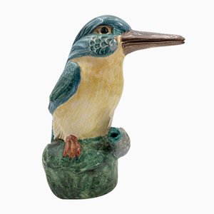 Large Colored Majolica Figure of a Kingfisher, 1960s