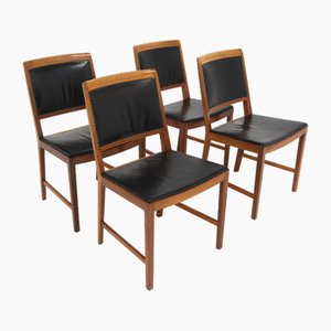 Leather Dining Chairs by Bertil Fridhagen for Bodafors, 1960s, Set of 4
