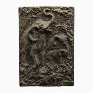 Placa vintage en relieve de elefante, 1960