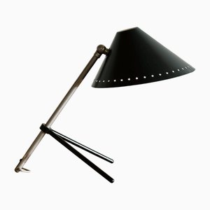 Pinocchio Lampe mit Schwarzem Schirm von H. Busquet für Hala Zeist, Niederlande, 1950er