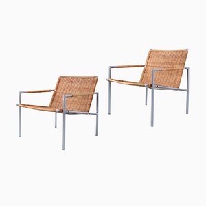 Rattan SZ01 Lounge Chairs by Martin Visser for T Spectrum, 1960s, Set of 2