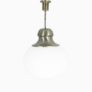 A298 Pendant Lamp in Nickel-Plated Brass and Opaline Glass from Candle, 1960s