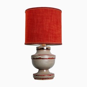 Large Red Taupe Ceramic Table Lamp, 1960