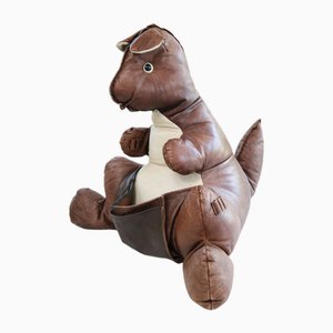 Vintage Känguru Zeitungsständer aus Leder, 1960er