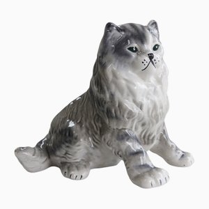 Hollywood Regency Ceramic Cat Figurine, 1970s